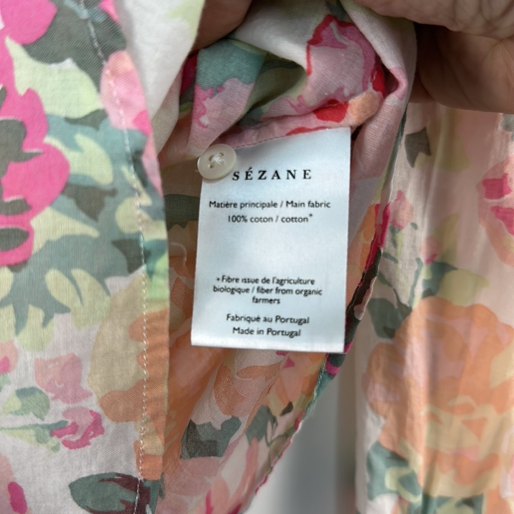 Sezane Pierro Floral Button-Up Blouse in Pink and Green - Picture 10 of 10
